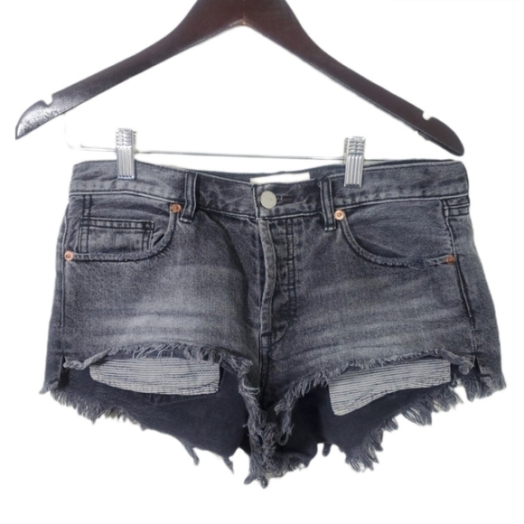 Free People Acid wash denim frayed shorts - Picture 2 of 5